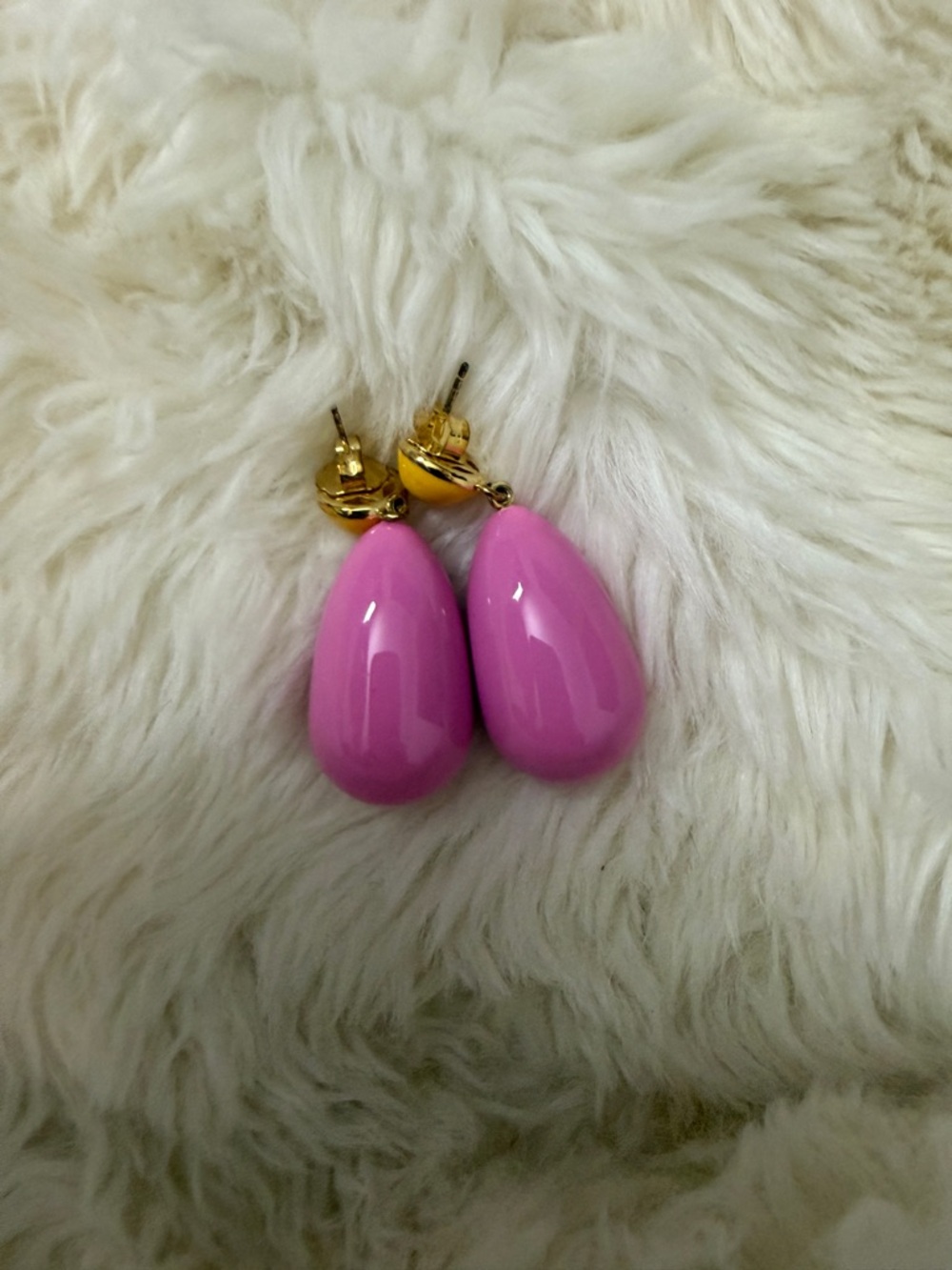 Eshvi Two-Tone Drop Earrings featuring hot pink enamel teardrop drops - Picture 4 of 6